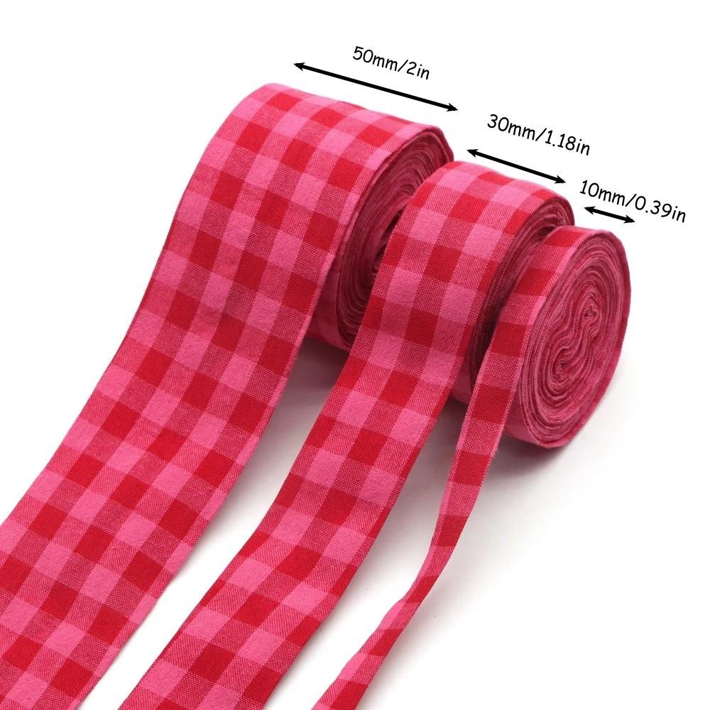 5 Yards 5 Yards Length Gingham Plaid Ribbon Pink Red Color DIY Hair Bow Ribbon Garment Decoration