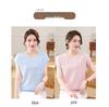2026 New Style Women's Ice Silk Blouse - Fashionable Batwing Short Sleeve Round Neck for Middle-Aged & Elderly