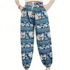 Elephant Jump Pants Pocket Adjustable Elastic High Waistband Strap Unisex Man Women Print Thailand Casual Streetwear Beach Bohemian Retro Vintage