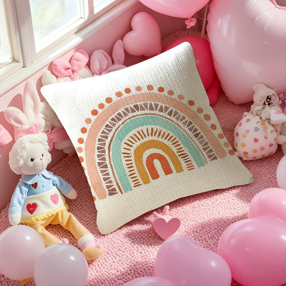 Rainbow Print Pillow Case Anti-Dustmite Pillowcase Invisible Zipper Silky Short Plush Sofa Cushion Cover
