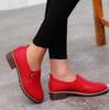 Single shoe flat bottom shallow mouth casual mid heel thick heel Korean version small leather shoes work shoes trend