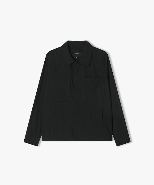 River Classy [25Ss] Lls32550 Black Oversized Seersucker Pocket Drawstring Shacket 95