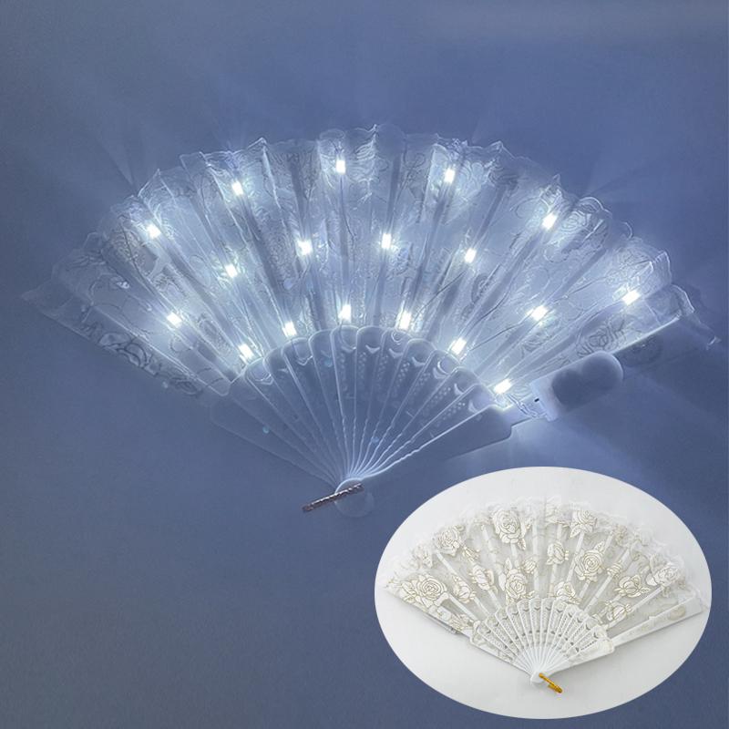 LED Luminous Foldable Fan Glow Dancing Hand Fan La Folding Plastic Fan for women girl Party elegant Decoration Supplies