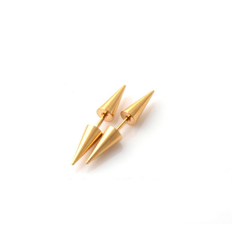 European & American Punk Dumbbell Spike Stud Earrings - Titanium Steel, Trendy Minimalist Design for Men & Women