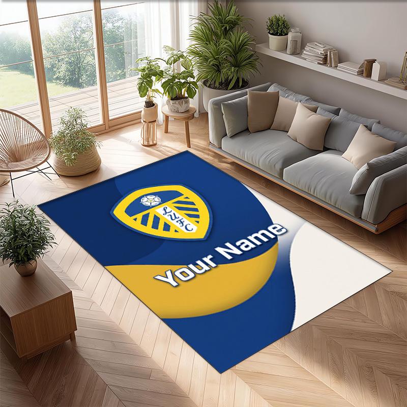 Leeds United Printed Crystal Velvet Rug Non‑Slip Crystal Velvet Carpet For Sofa Bedroom Indoor Home Decoration