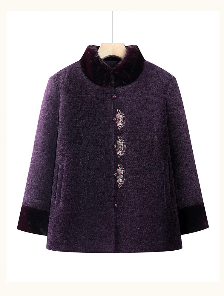 Elderly Women's Red Winter Tang Suit Cotton Jacket