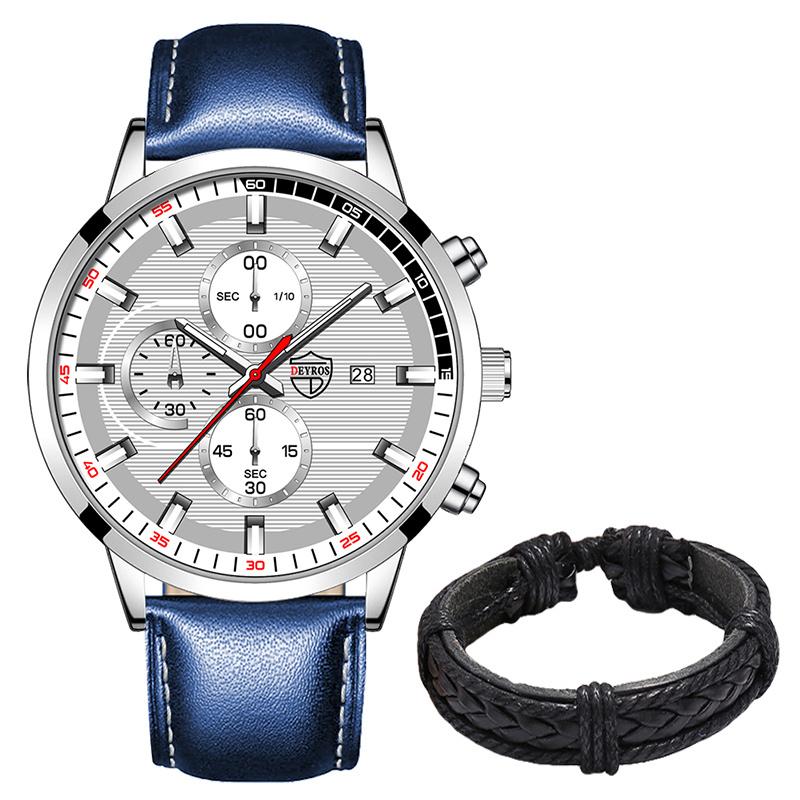 Men's Fashion Sports Watches Men Luxury Business Quartz Wristwatch Calendar Male Casual Leather Bracelet Watch Luminous Clock