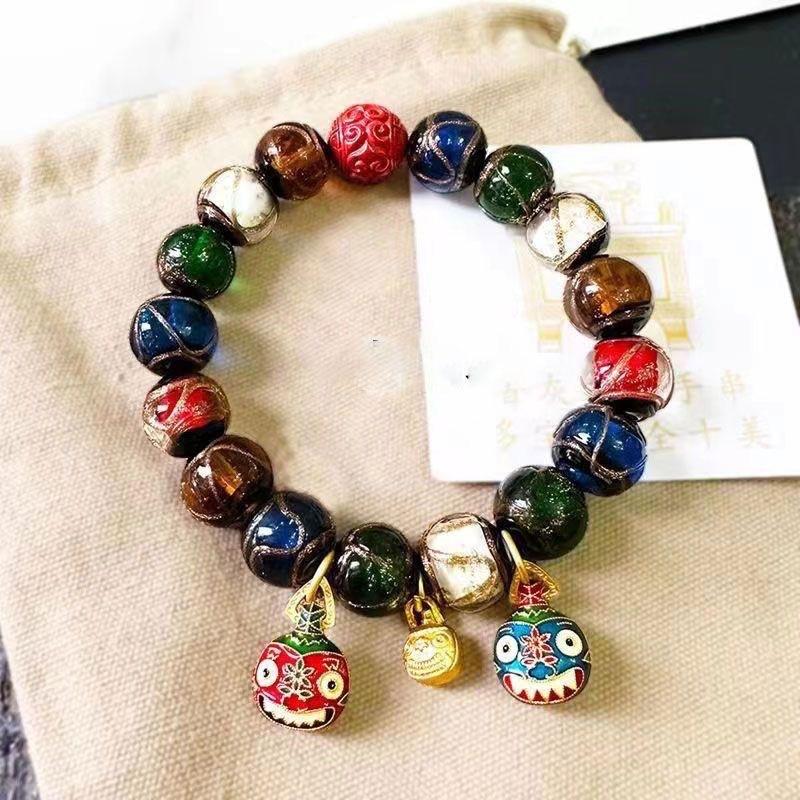 Ancient Five-way God of Wealth Bracelet, Five-color Multi-treasure Fragrant Gray Glazed Couple, Lao Qin Same Bracelet Bracelet Gift
