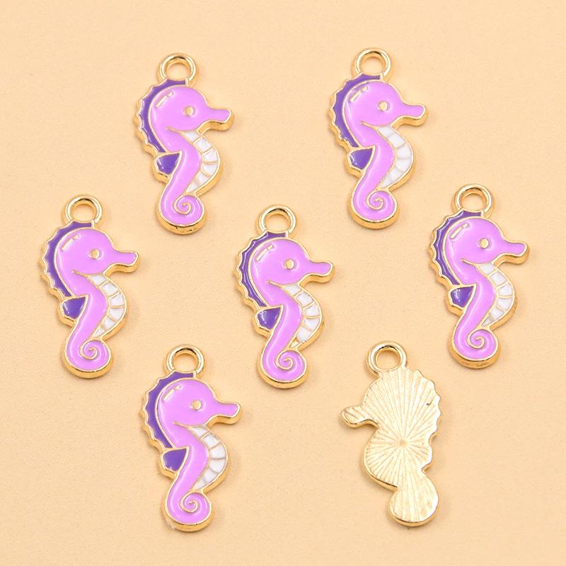5 Styles KC Gold Ocean Series Seahorse, Starfish & Shark Pendant DIY Necklace & Keychain Accessories 1 piece