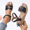 Mode Rimocy Sommer Damen Keilsandalen mit goldener Kette Knöchelschnalle Dicke Sohle Sandalias Frau 2024 Klobige Plateau-Sandalen Damen