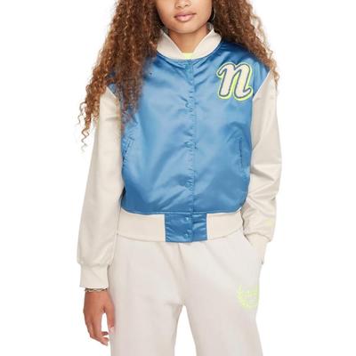 Jacket Loose V-Neck Fashion Soft Comfortable Kids Jackets Blue White FZ5563-429
