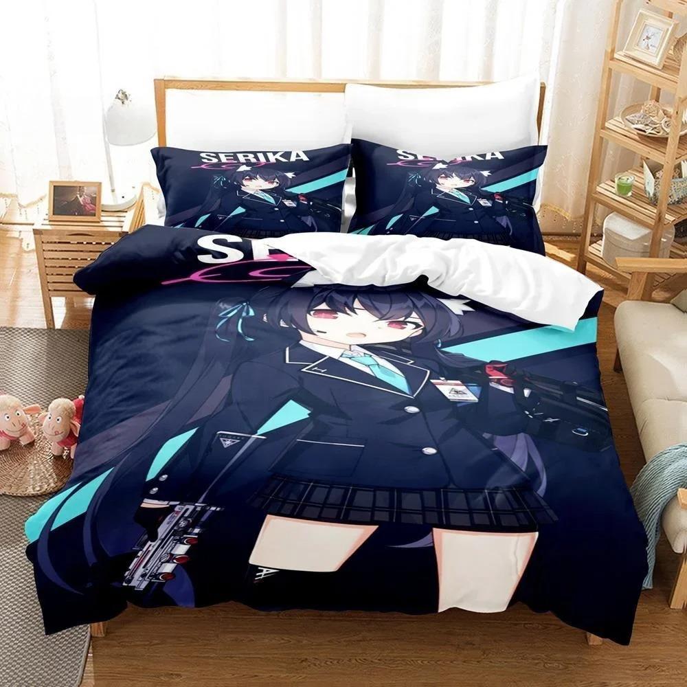 Anime Bed Sheet Kawaii Girl Blue Archive Bedding Set Single Twin Full Queen King Size Bed Set Aldult Kid Bedroom Duvetcover Sets