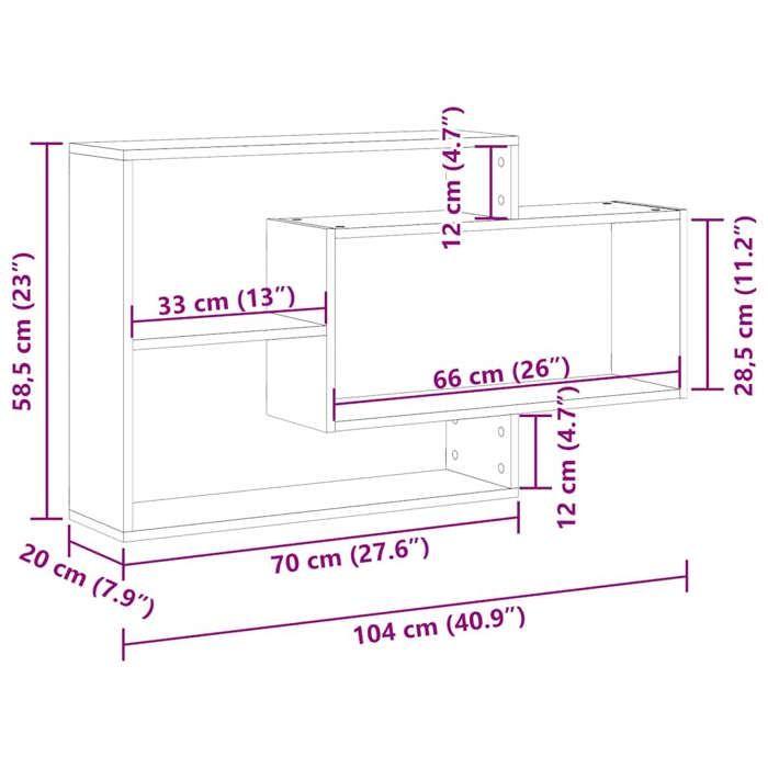 VidaXL Étagère murale vieux bois 104x20x58,5 cm bois d'ingénierie, étagère flottante, étagère murale d'exposition, panneau 855822