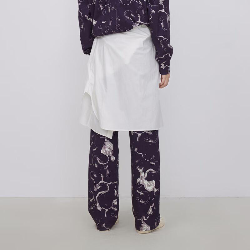 LESS 2024 Spring Cloud Dragon Pattern Casual Pants
