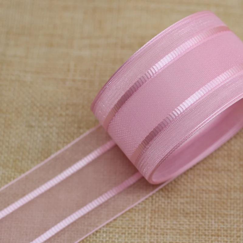 

Hot sale 38MM Chromatic stripe chiffon Printin Ribbon Belt DIY Handmade bowknot Hair Accessories Decoration supplies 1 meter/lot 38mm рожевий