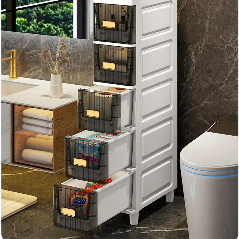 Lumină vizibilă transparentă Dulapuri de baie cusute de lux Mobilier de casă Dulap îngust de baie Dulapuri de depozitare montate pe podea