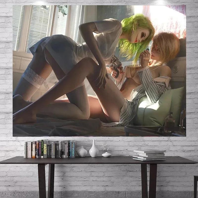 Wandteppich mit Comic-Dienstmädchen, für Büro, Wohnzimmer, Zuhause, Wanddekoration, Wandteppich