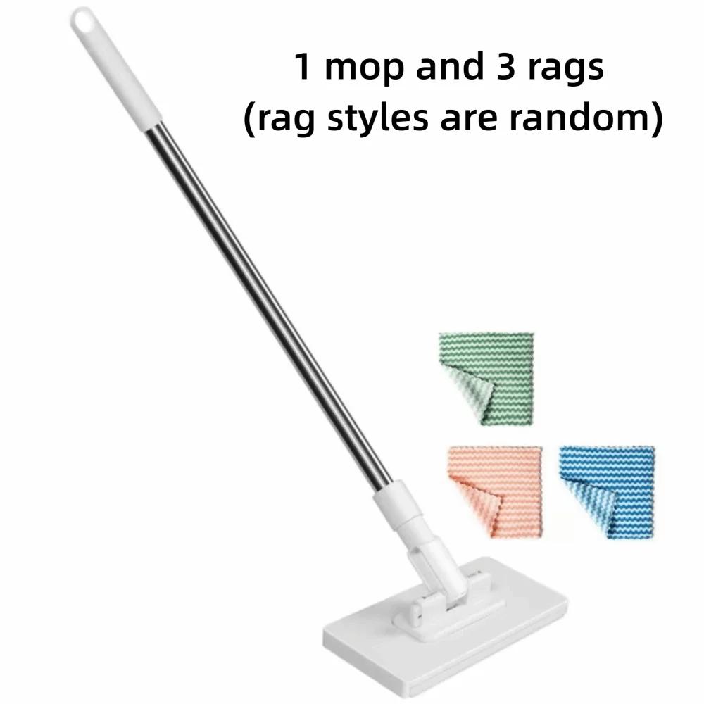 

New with 3 Reusable Cloths Hands-free Mop 360° Rotating Head Clamping Automatic Mop Clip Dust Mops Floor Cleaning