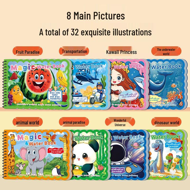 Magic Water Painting Book: Reusable Coloring and Graffiti Book for Kindergarten Boys and Girls