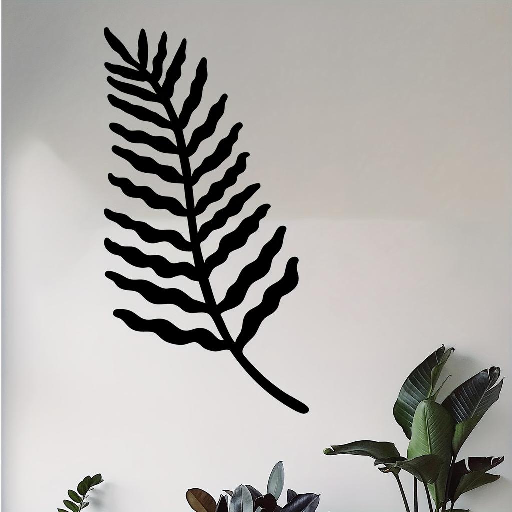 1pc Minimalist Fern Leaf Metal Wall Art Rust Resistant Plant Decor Statue for Living Room Bedroom