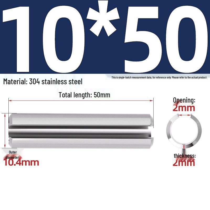 304 Stainless Steel Slotted Spring Pin, Cylindrical Shaft Pin, Locating and Hollow Pin (M5-M12)