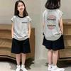 Girls' Cotton Color Block Vest Set – Stylish Sleeveless Summer Outfit for Medium To Large Children Aged 6-15