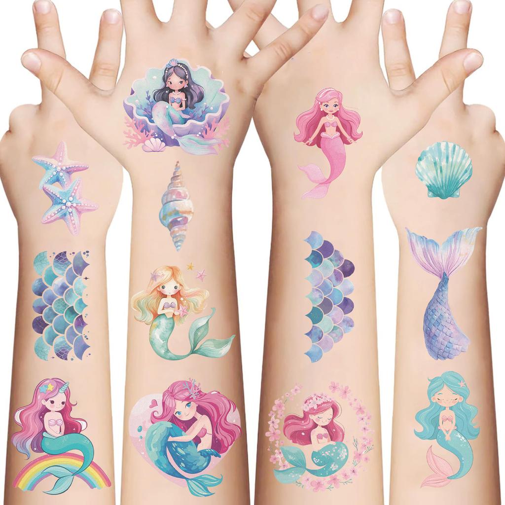 New Cartoon Mermaid Series Tattoo Stickers Waterproof Party Party Gift Funny DIY Fun Face
