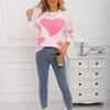 Ladies' Fashionable Heart-shaped Sweater, Loose And Versatile Valentine's Day Knitted Pullover Sweater