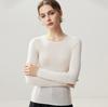Premium Slim-Fit 100% Pure Wool Women's Round Neck Knit Sweater - Perfect for Autumn and Winter 