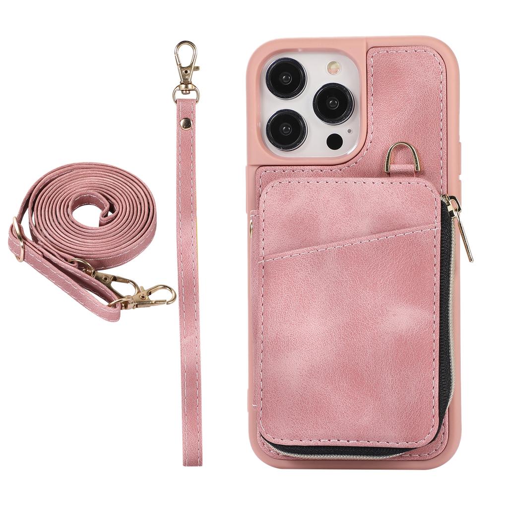 Crossbody Leather Zipper Wallet Cards Bag Phone Case for iPhone 14 Pro Max 15 13 12 11 XS XR X SE 2022 8 7 6 6S Plus Stand Cover