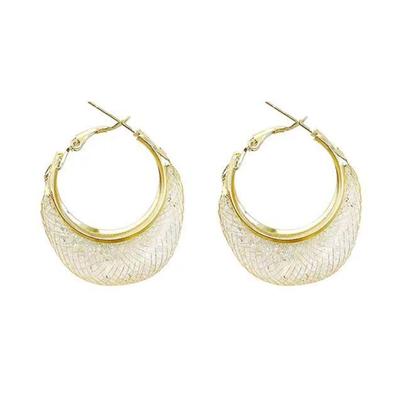 Stylish Sturdy Metal Hoop Earring with Intricate Cutout Designs Portable for Office Professionals and Casual Wearers