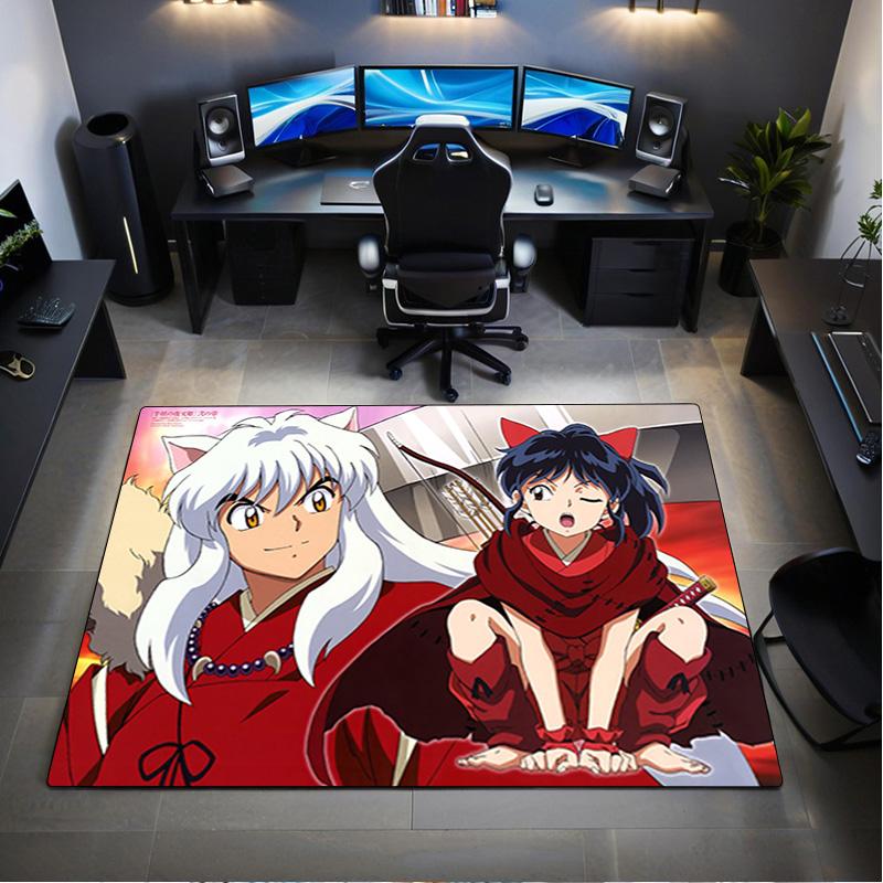 1PC Inuyasha Carpet Office Decorative Carpet For Living Room Bedroom Door Mat Floor Rug Computer Chair Area Rug Perfect Holiday Gift