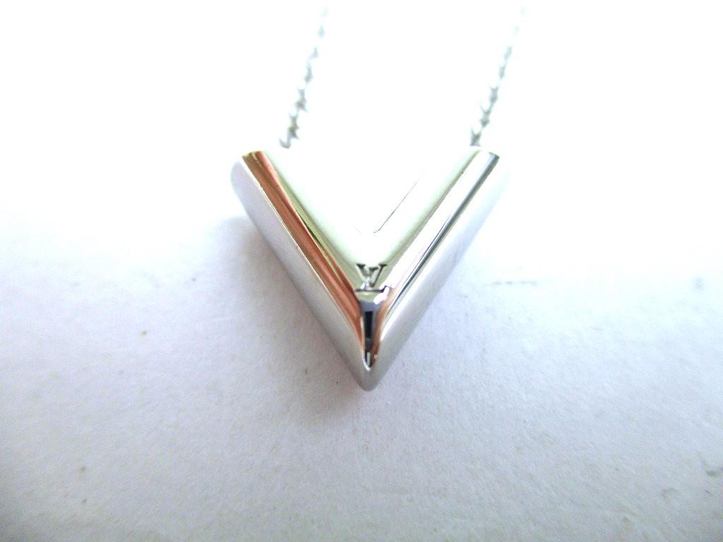 Authentische LOUIS VUITTON versilberte Essential V-Kette Halskette #a158 Generalüberholt