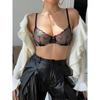 Women Ultra Thin Mesh Pipleneap Embroidery Underwear Sexy Lace Bra Set Fashion French Summer Lingerie Bras and T-back Sets