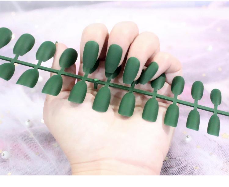 24pcs/set DIY Quick Nails Matte Frosted Long T Solid Color False Nails Multi-color Strips Finished Wear Manicure