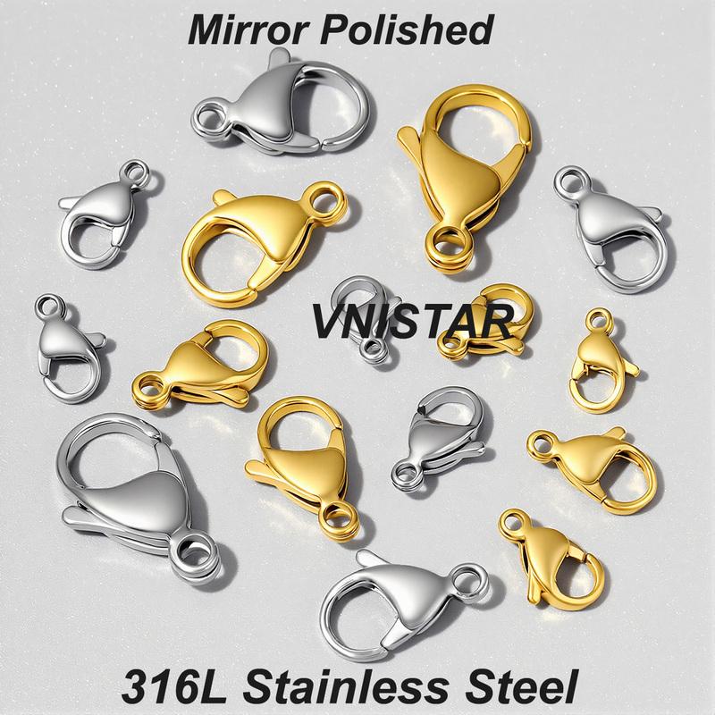 20/30/40 Waterproof 316L Stainless Steel Mirror Polished Lobster Clasps Women 9/10/11/12/13/15/16/19mm Necklace Bracelet Making