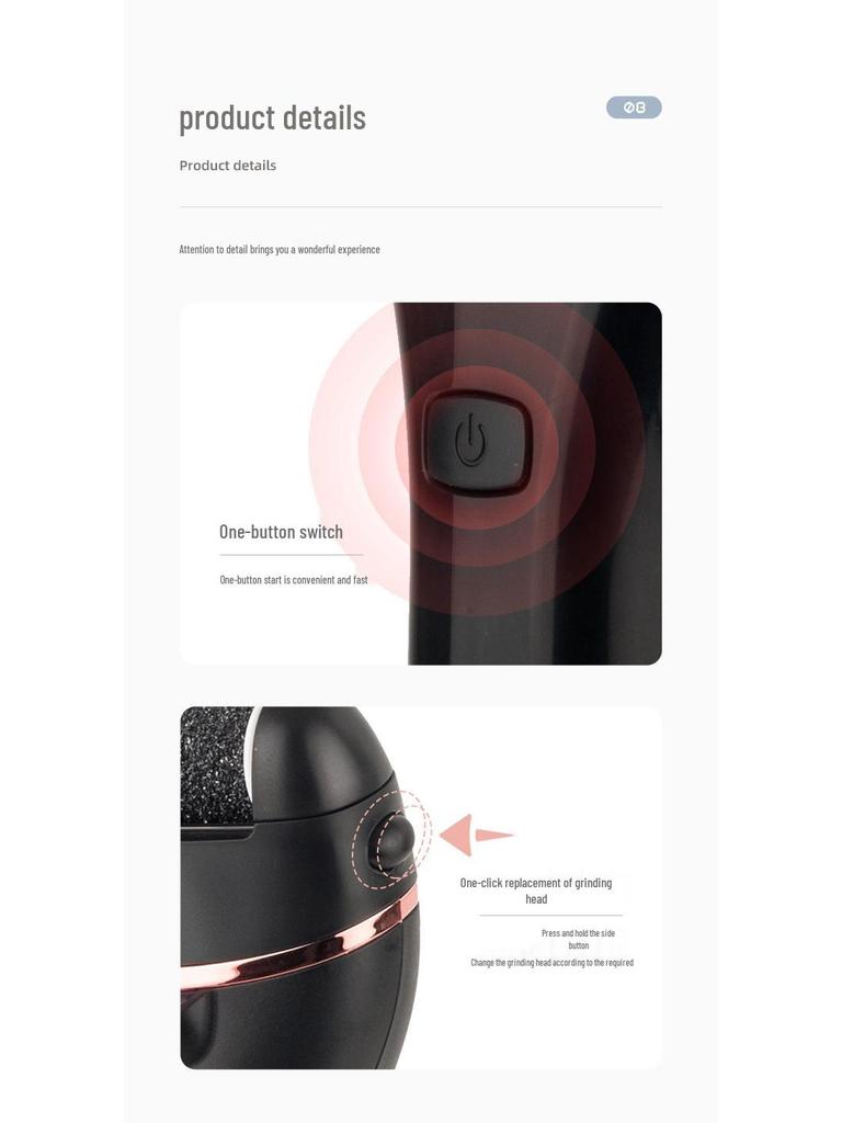 Digital Display Waterproof Electric Foot Grinder & Callus Remover Set