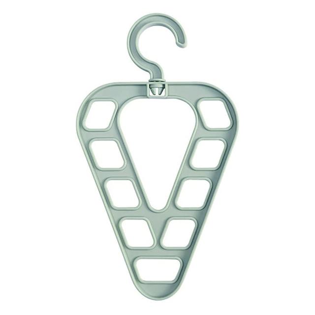 Multifunctional Triangle Clothes Hanger 360 Dgree Rotatable Clothes Drying Plastic Scarf Clothes 9 Hole Hanger Storage Rack green-1PC