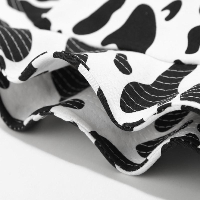 Summer for Sun Cap Wide Brim Fisherman Hat Cow Print Bucket Hat with Horns & Ear