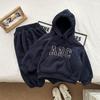 Herbst Winter Kinder Trainingsanzug Junge Baby Fleece Dicke Kapuzenpullover Set Mädchen Kinder Plus Samt Warme Oberteile+Hose 2tlg. Kinder Sweatshirt Anzug
