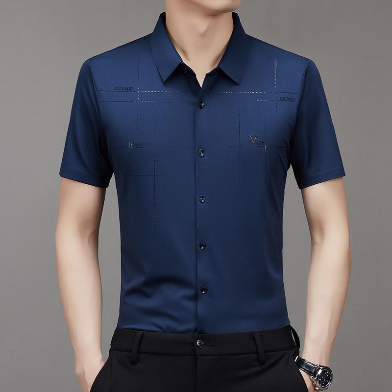 

2023 Summer Men s Wrinkle-Free Business Short Sleeve Shirt XXXXL (180-200 jin)