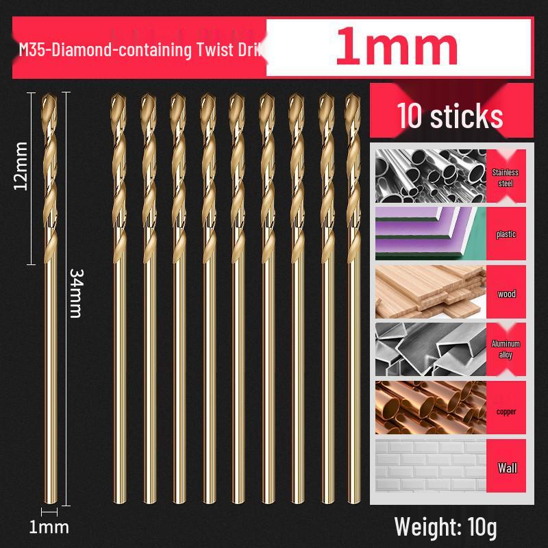 Cobalt-Enhanced Extended Length Twist Drill Bit Set - Super Hard Stainless Steel Alloy, 4.2mm.