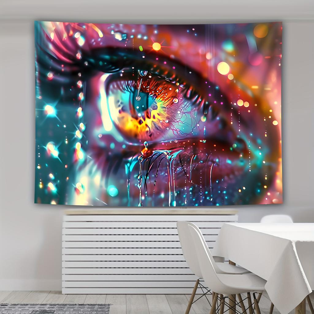 Psychedelic Eye Tapestry Vibrant Abstract Wall Art for Dining Room or Living RoomLarge Decorative HangingAdd Futuristic Style
