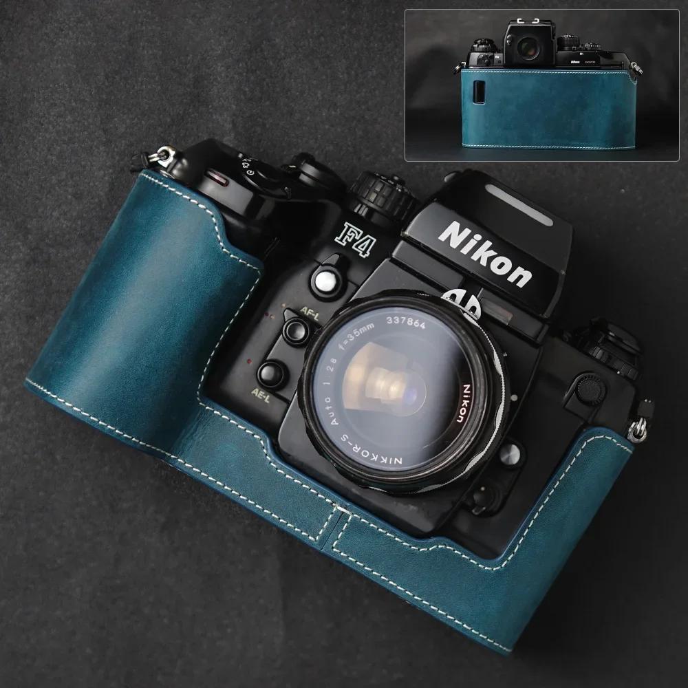 Genuine Real Leather Half Camera Case Bag Cover For Nikon F4 Case F3/F2/F/FM2/FM3A Case Camera Bag Photography Accessories