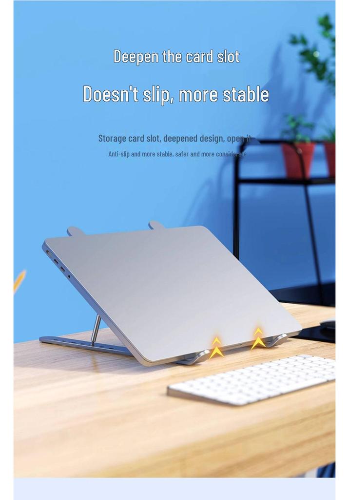 Portable Aluminum Laptop Stand: Foldable, Adjustable Height, Stable Support with Heat Dissipation