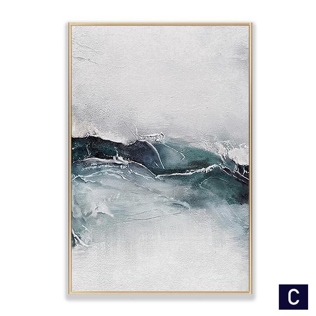 Nordic Abstract Ocean Landscape Wall Art Canvas Painting Minimalist Poster Print Decorative Picture for Living Room Home Decor