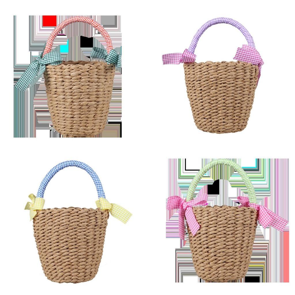 Kids Summer Woven Straw Handbag For Kids With Spacious Design And Fresh Style