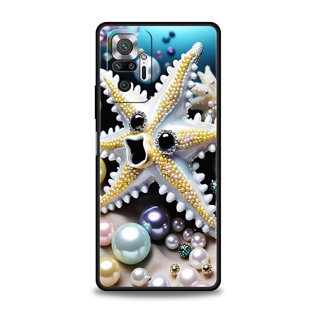 Ocean Coastal Seashell Seaweed Pattern Phone Case Cover for Redmi 14C 13C 12 10C Note 14 13 12 10 11 Pro Plus K40 Pro Soft TPU