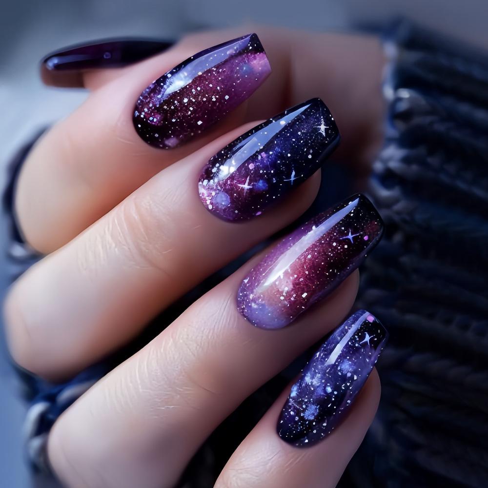 24 Pezzi Unghie Finte French Press Semplici Punte Unghie Design Striscia Amore Unghie Finte Quadrato Corte Donna Acrilico Copertura Completa Nail Art Unghia Finta