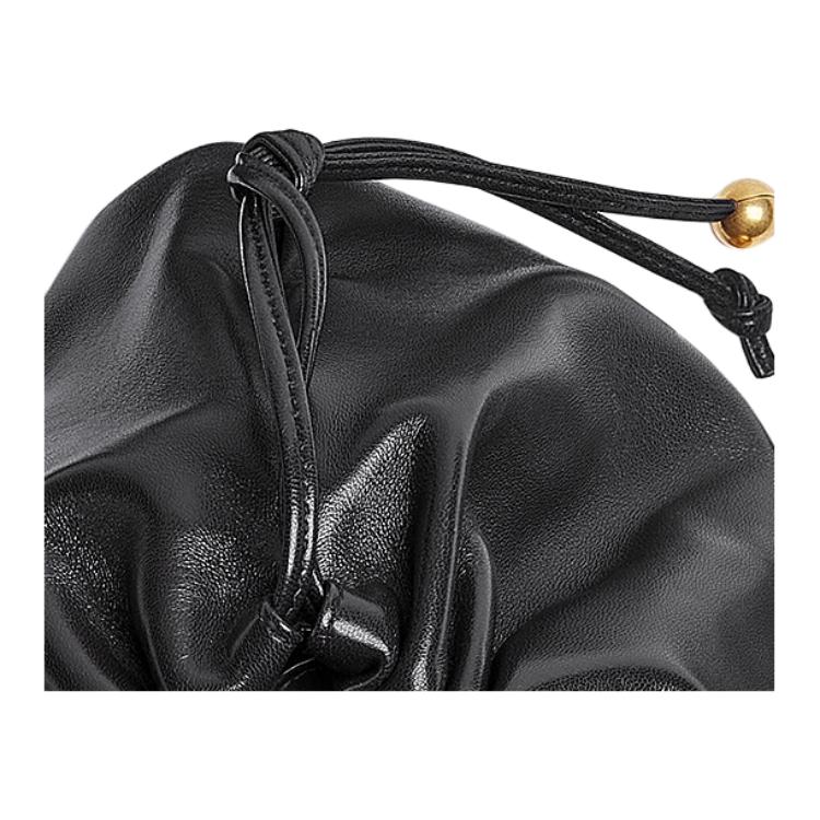 Bottega Veneta Drawstring Closure Medium Calfskin Shoulder Crossbody Clutch Women bags Black 651812VCP408425